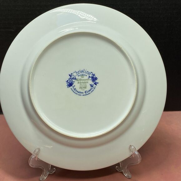 Christina Porcelain Dresden Classic Blue Rose 10" PLATE Seltmann Weiden Bavaria - Picture 8 of 11